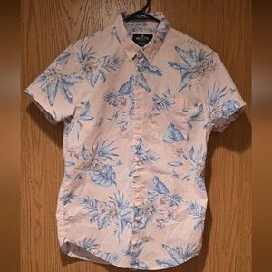 Hollister Pink and Blue Button-Up Shirt